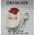 Deer design ceramic butter bowl & knife for christmas